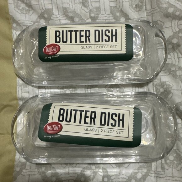 Tablecraft H124 Clear Glass Butter Dish - Pack of 2 - Picture 3 of 5